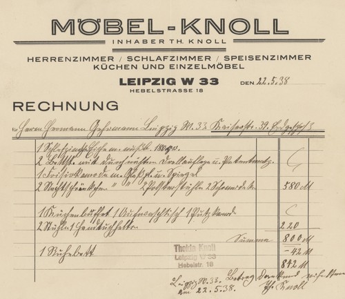Rechnung leipzig möbell knoll - rechnung, möbell-knoll